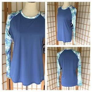 Speedo UPF 50 Plus Protection Bright Cobalt Long SL Beach/Outdoor Top SZ L NWT